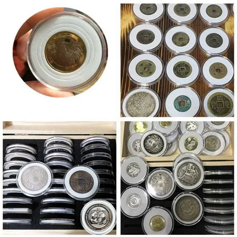 30pcs Commemorative Coin Cover Protector Storage Box Case For 20/25/30/35/40mm Commemorative Coin Cover Protector Storage