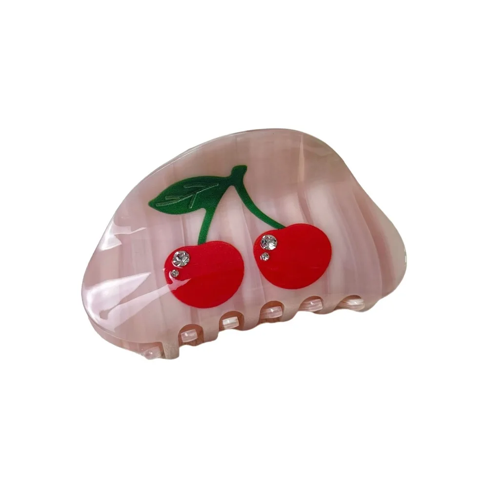 Acetate Material Hair Claw Clips Gradient Color 8.5cm Length Crab Hair Clip Sweet Design Rhinestone Decor Semicircle Hair Clip