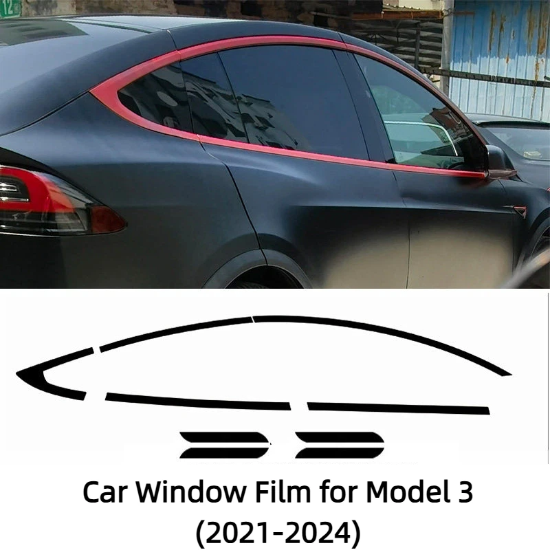 Pink Window Trim Protective Film for Tesla Model 3 (2021-2024) - Car Styling & Modification Accessories