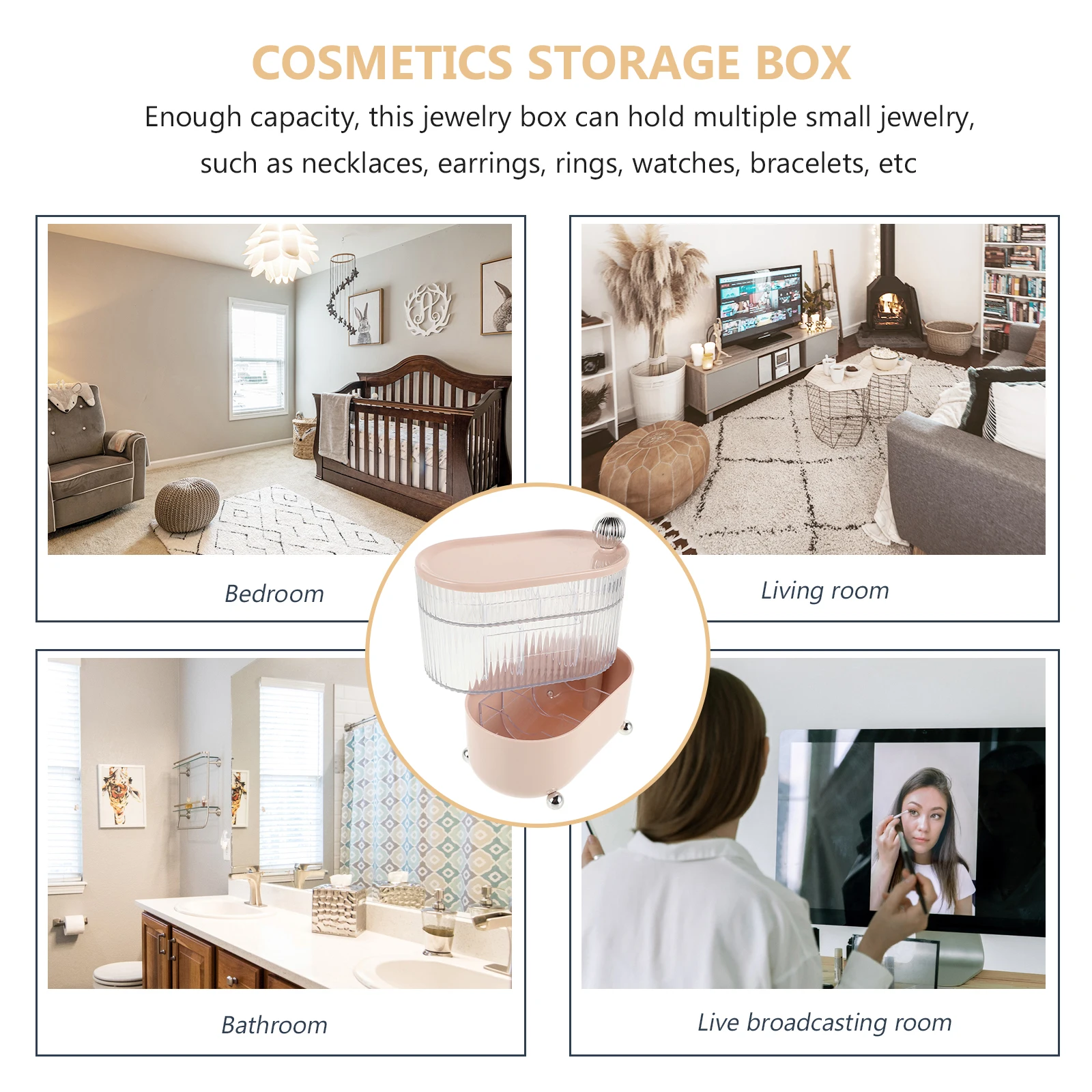 

Plastic Rotating Makeup Organizer 3-Layer Storage Box for Lipsticks Jewelry Data Cables Hair Accessories Rotatable