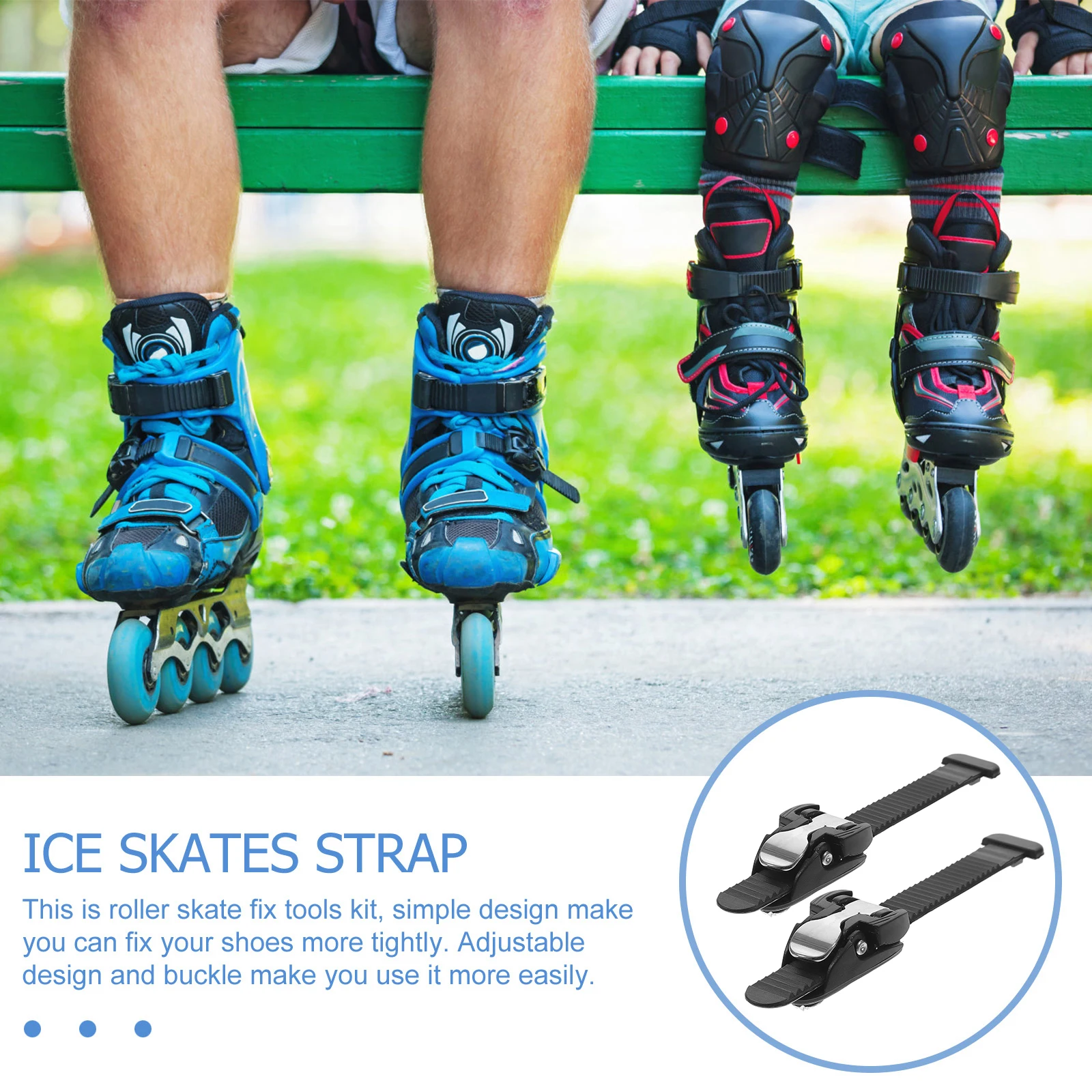 2 قطعة حزام بديل للتزلج على الجليد أبازيم وأشرطة مضمنة لاستبدال التزلج على الجليد