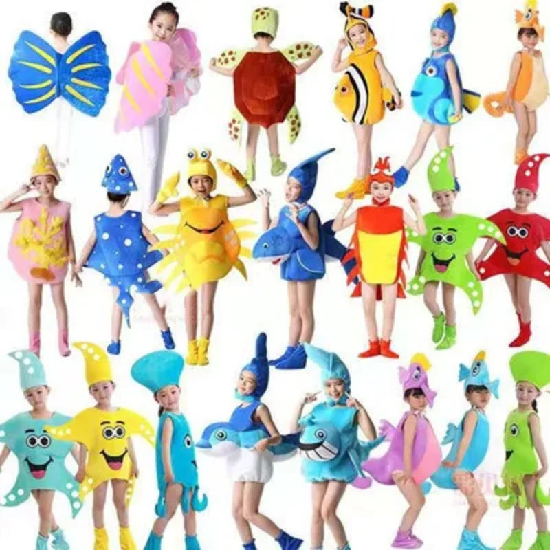 Baby AdultHalloween Easter Carnival Cosplay Costume Children's Marine Animal Stereoscopic Clownfish Coral Starfish Whale Cosplay