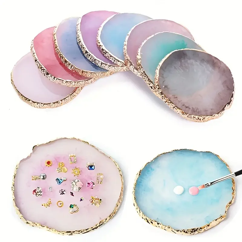 Irregular Circular Nail Color Palette Nail Design Tool Marble Pattern Circular Color Palette Fake Nail Resin Display Board