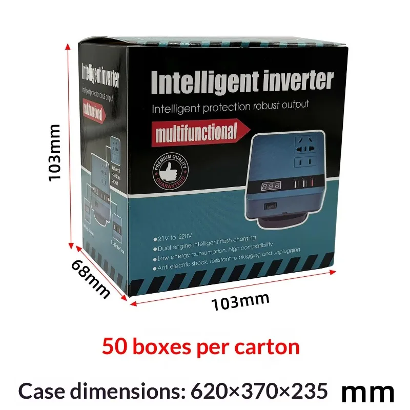 Intelligent Lithium Battery Inverter Applicable To18-21V Charging Power Supply, 220V/type-c and Dual USB Interfaces (5V)