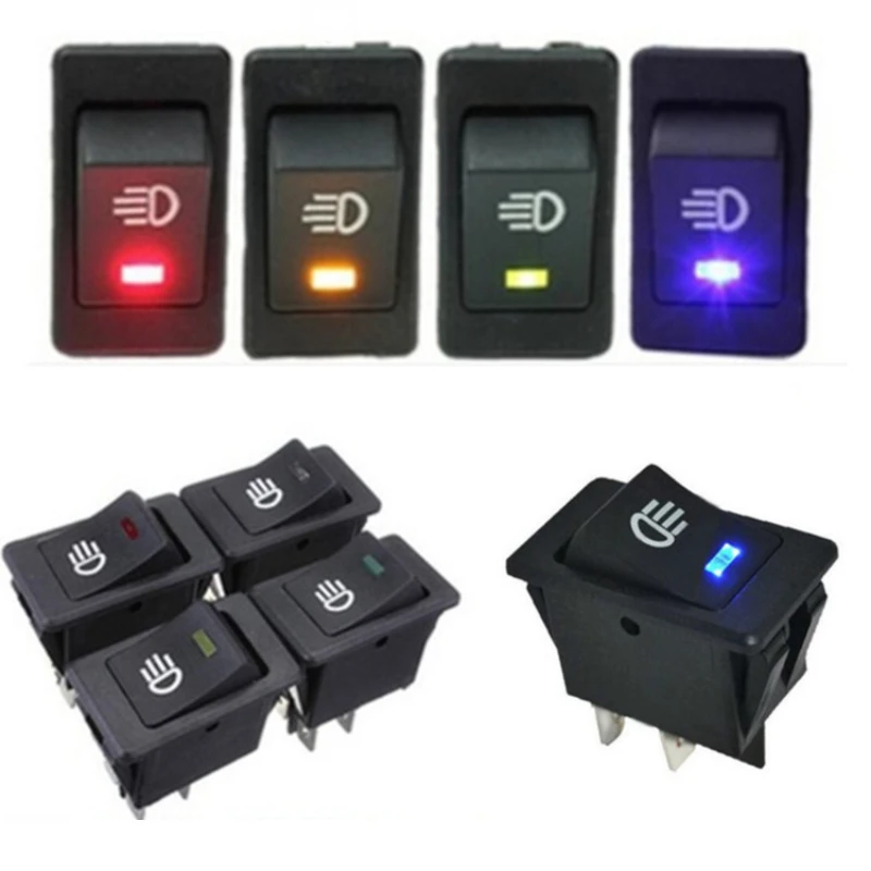 

5PCS KCD4 Rocker Switch ON-OFF 2 Position 4 Pins LED 12V 35A automobile refitting fog lamp switch with light Rocker switch