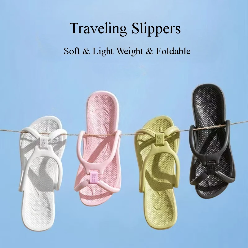 Foldable Travel Slippers Unisex EVA Flip Flops Hotel Non Slip Women Men Bathroom Indoor Slides Portable Lightweight Comfortable image 3