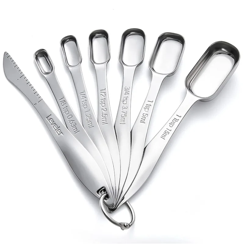 

6Pcs Stainless Steel Measuring Spoons with Leveler, Measuring Scoops for Dry or Liquid, Fits in Spice Jar