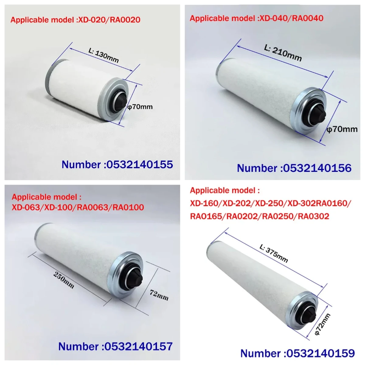 Vacuum pump filters Exhaust filter Oil mist separator for Packing machine pump parts XD-63/100/160/202 XD Series Oil Filters