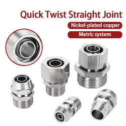 PC4 6 8 10 12mm Pipe Tube To1/81/43/81/2Trachea Quick Screw Connector Copper Pneumatic Components Fast Twist Joint Pipe Fittings