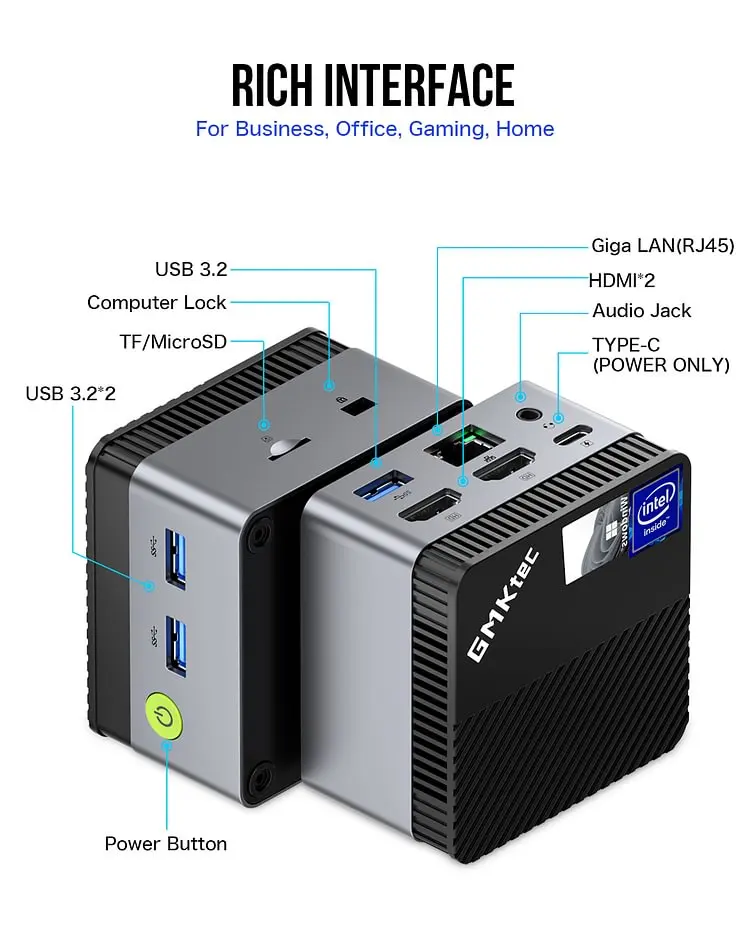 GMKtec G5 GMK Mini PC Intel 12th N97 Desktop DDR5 4800MT/s M.2 2242 SATA WiFi 5 BT5.0 Protable Computer Windows 11 Pro Mini PC