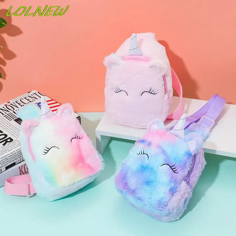 

Fashion Ladies Tie Dye Chest Bag Ladies One Shoulder Crossbody Bag Cute Unicorn Plush Short Trip Travel Carry Bag for Baby Girls