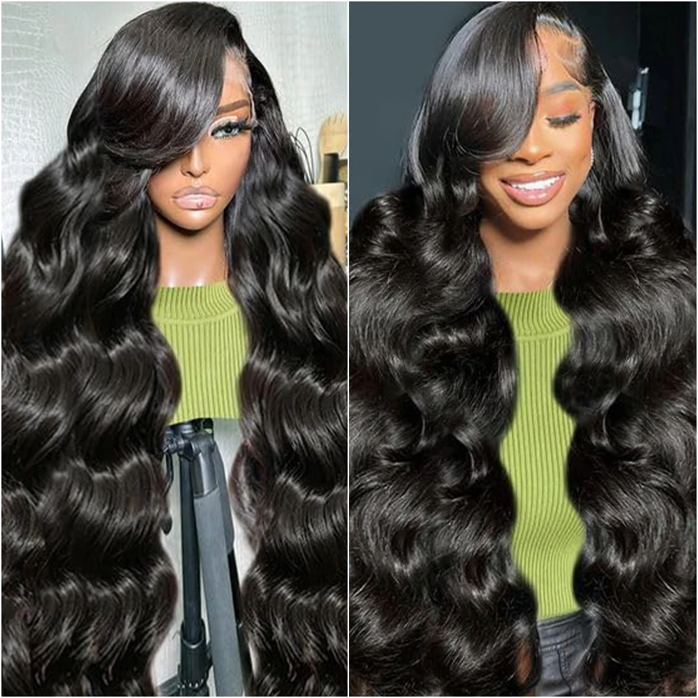 

30 40 дюймов Объемная волна 13x4 HD Прозрачный парик фронтальной части шнурка Черный 5x5 Бесклеевые кружевные фронтальные парики Предварительно выщипанные для женщин Плотность 200