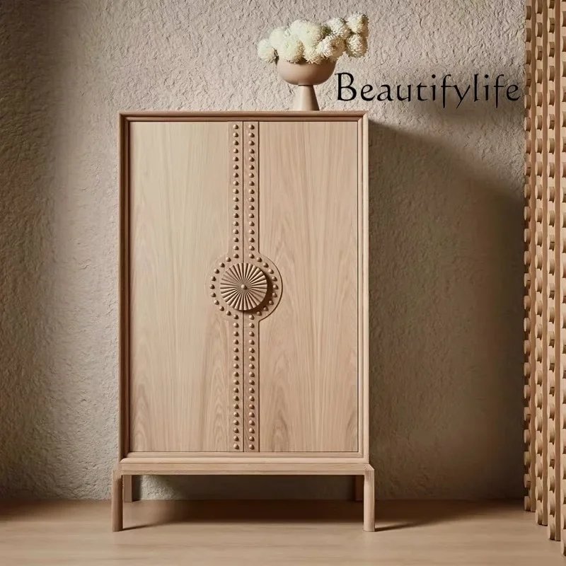 

French retro solid wood wine cabinet/American country living room wall decoration storage medieval storage wardrobe
