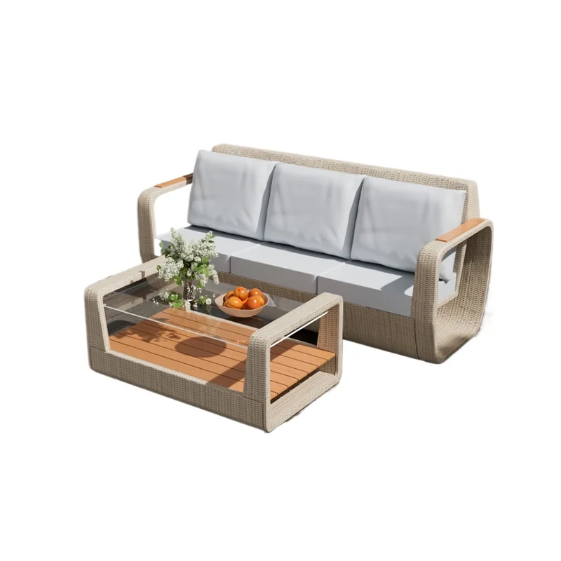 

Outdoor Sofa Table and Chair Set Villa Garden Furniture Patio Terrace Rattan Chair