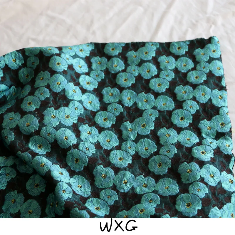 

Snow Flower and the Secret Fan Heavy Industry Lake Blue Duckweed Heavy Industry Brocade Jacquard Suit Vest Fabric Diy