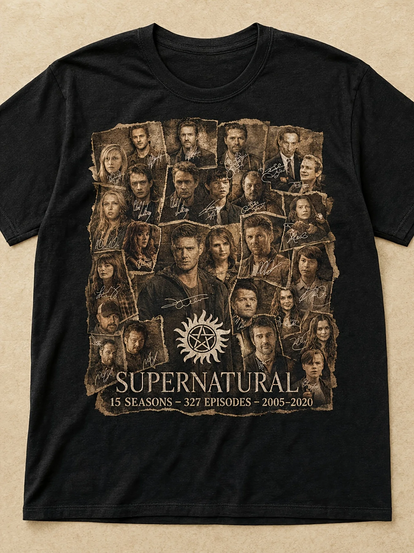 Supernatural Cast Vintage Portrait Men'S Women'S T-Shirt Soft All-Season Casual Streetwear Essential All-Match All-Season
