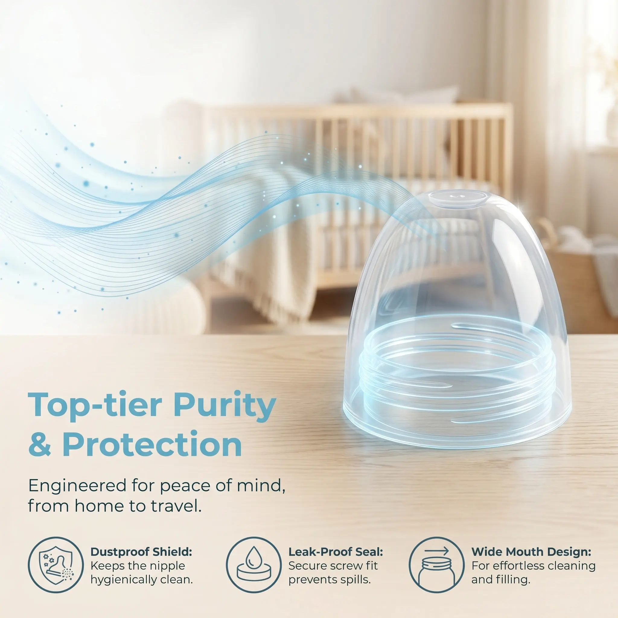 12Pcs Baby Bottle Cap Set Wide Neck Leakproof Dustproof Screw on Plastic Dome Lids for Feeding Bottles Travel Outdoor Daily Use