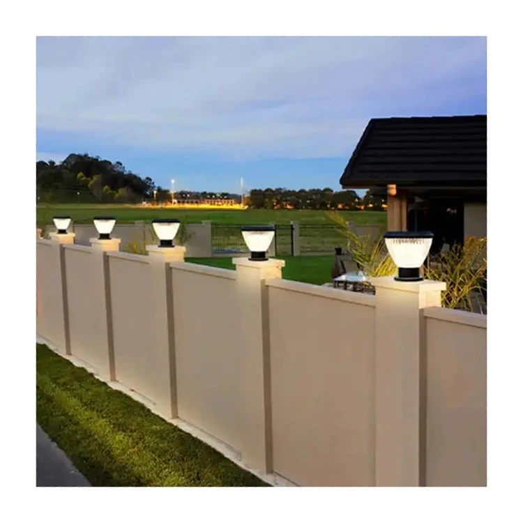 Solar wall lamp outdoor courtyard LED modern Chinese circular pillar door pillar villa landscape column headlight