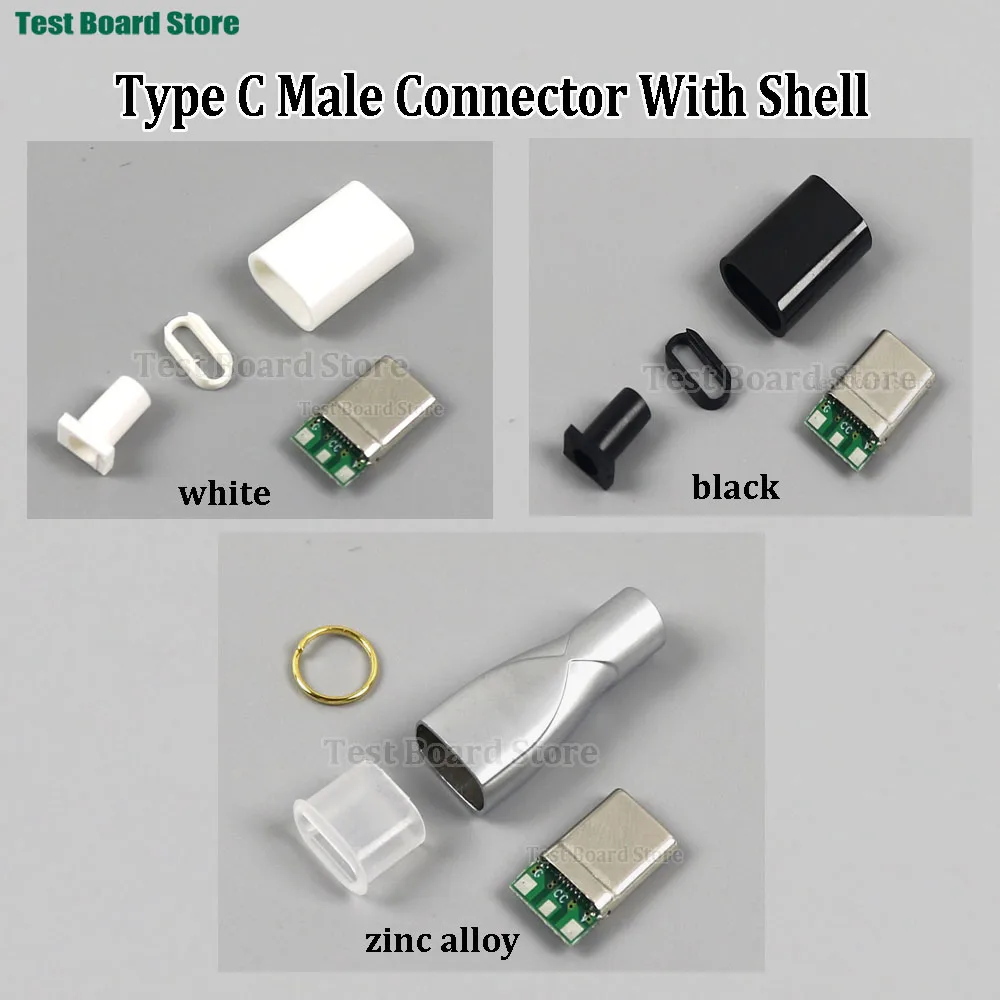 

1Set Type C Male Connector 3 Solder Joint CC Pin CTOC5 With Capacitor Notebook Adapter PD Three Wire Charging Head With Shell