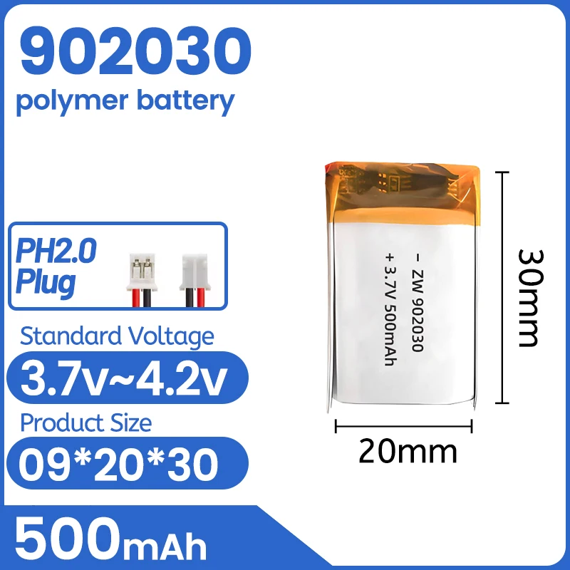 

902030 Face Washer Micro Card Speaker Audio Toy 3.7V Polymer Lithium Battery Rechargeable 500mAh