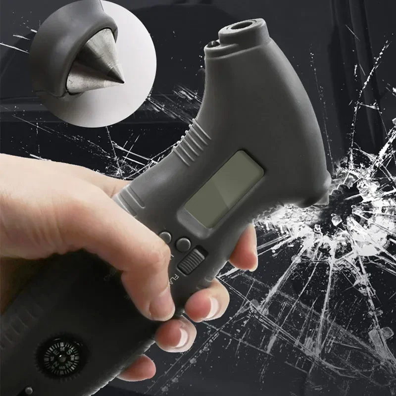 

8 в 1 черный цифровой измеритель глубины протектора, измерительная линейка, инструмент для измерения давления автомобиля, монитор шин, электронная подсветка, светодиодная подсветка