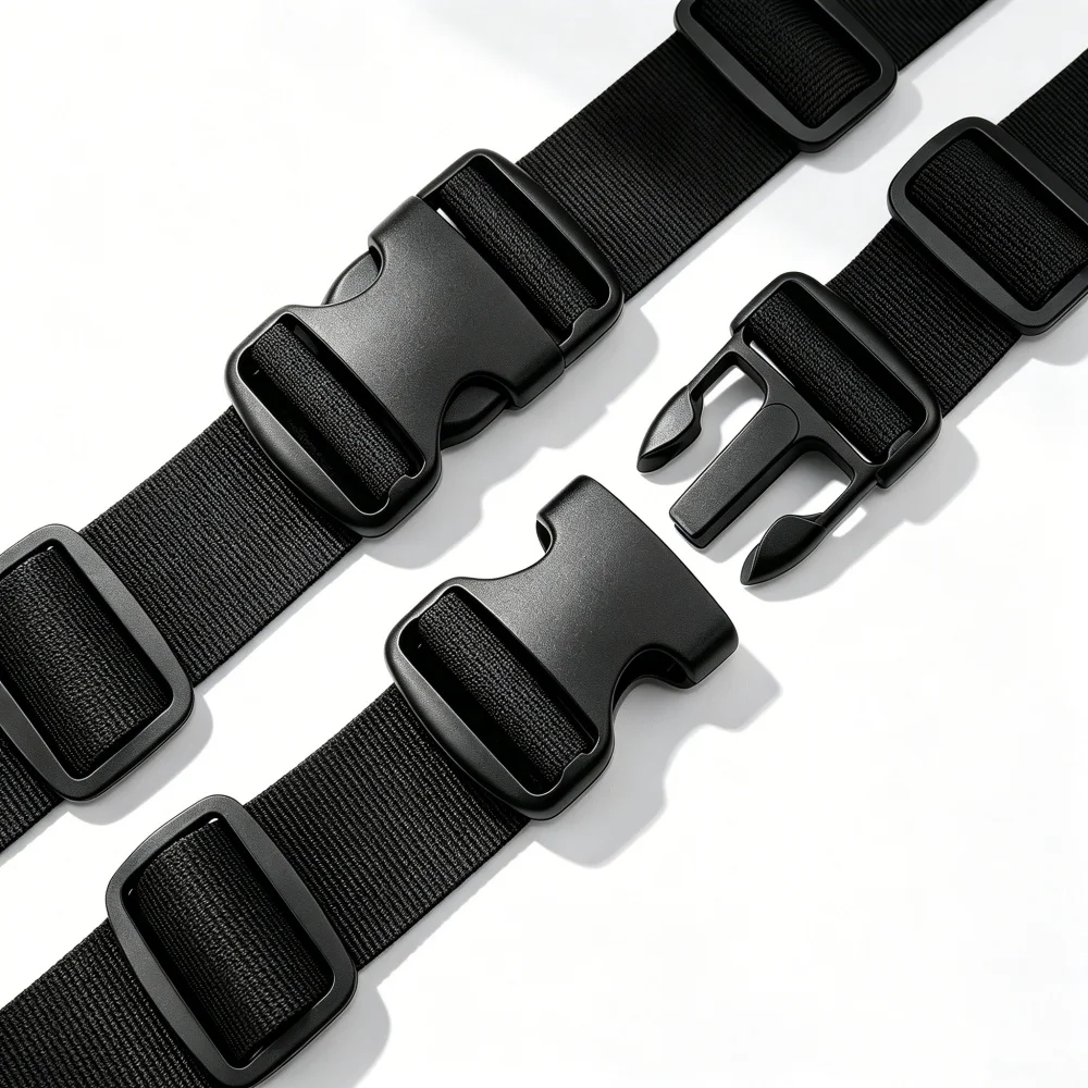 5 Yards Nylon-Gurtband, 4x Kunststoff-Seitenschnallen, 8x Tri-Glide-Schieber für DIY-Gepäckgurte und Rucksack-Schnallen – Detail 5