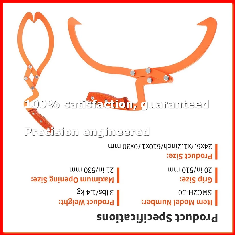 

20Inch Log Tongs Loads Up to 110 Lbs 2 Claw Skidding Tongs Non-Slip Grip Loading Capacity, Dragging & Carrying Tool-A79M