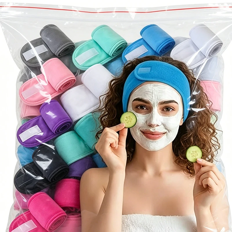 10colors Women Adjustable Head Band Spa Wide Hairband Yoga Bath Shower Makeup Wash Face Cosmetic Headband Soft Toweling Hairband