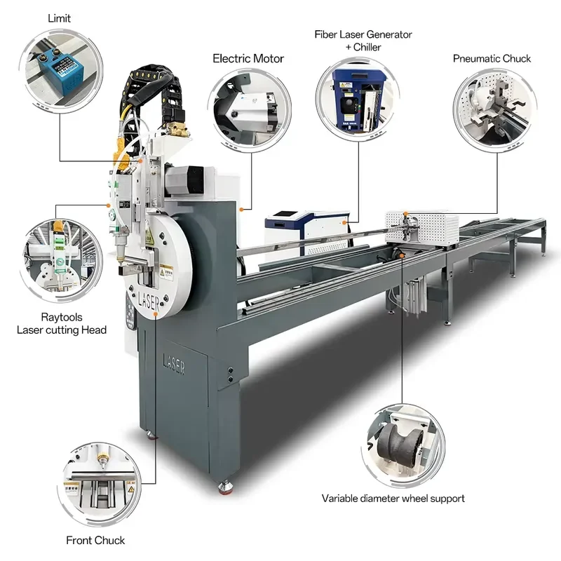 Mini Tube Cutting Machine 1500W Fiber Type Space-Saving for Small Workshop Use