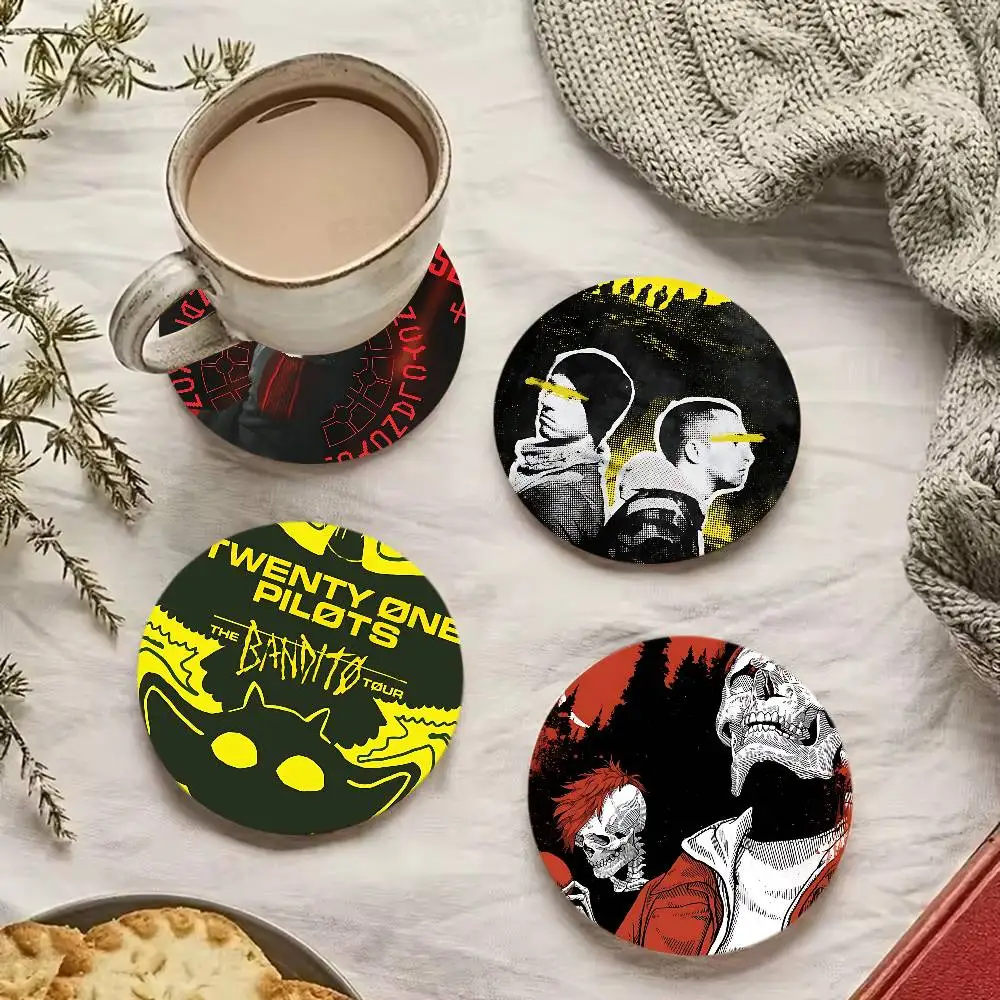 Band T-Twenty O-One P-Pilots Wooden Coaster Coffee Teacup Decoration Coffee Shop Beverage Shop Family Restaurant Cafe Decoration