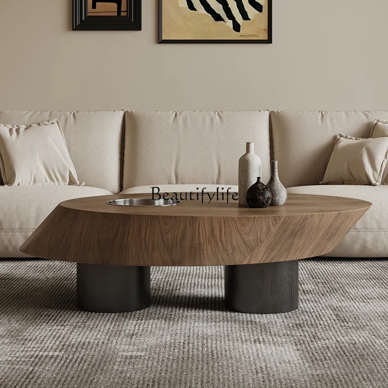 Retro oval coffee table light luxury simple designer style quiet wind color matching coffee tableSSS