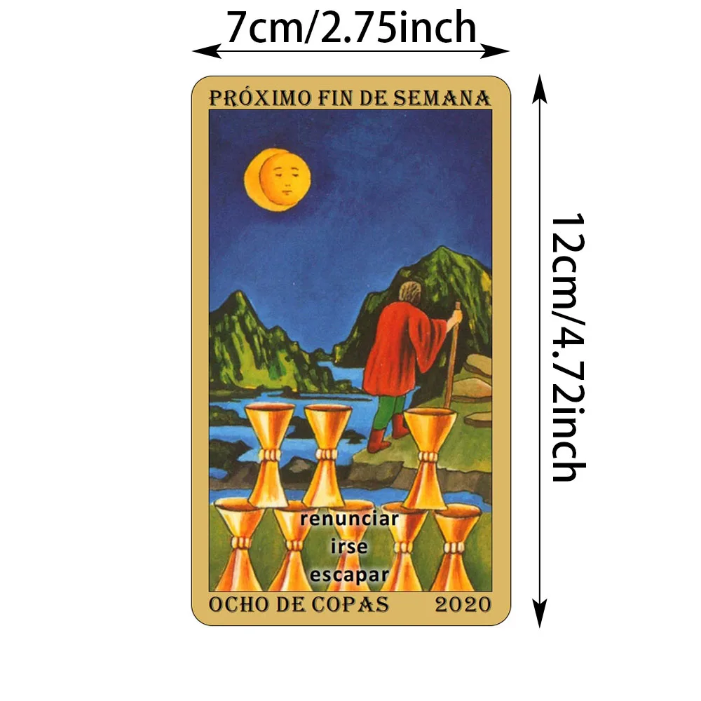 Spanisches Tarot-Deck, klassische Tarotkarten, 78 Karten mit Schlüsselwörtern, The Time Revelation Deck, 12 x 7 cm große Karten, Wahrsagespielzeug