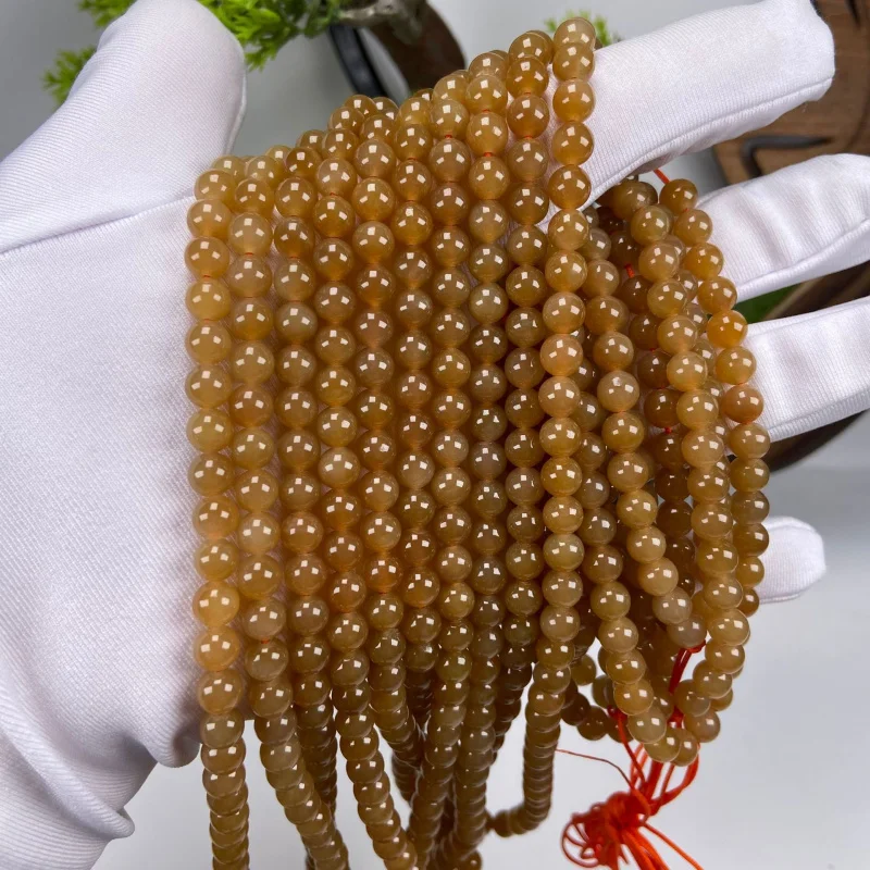 Natural Hetian Jade 108 6M Sugar Buddhist National Trend Necklace Beads Long Sweater Chain Accessories