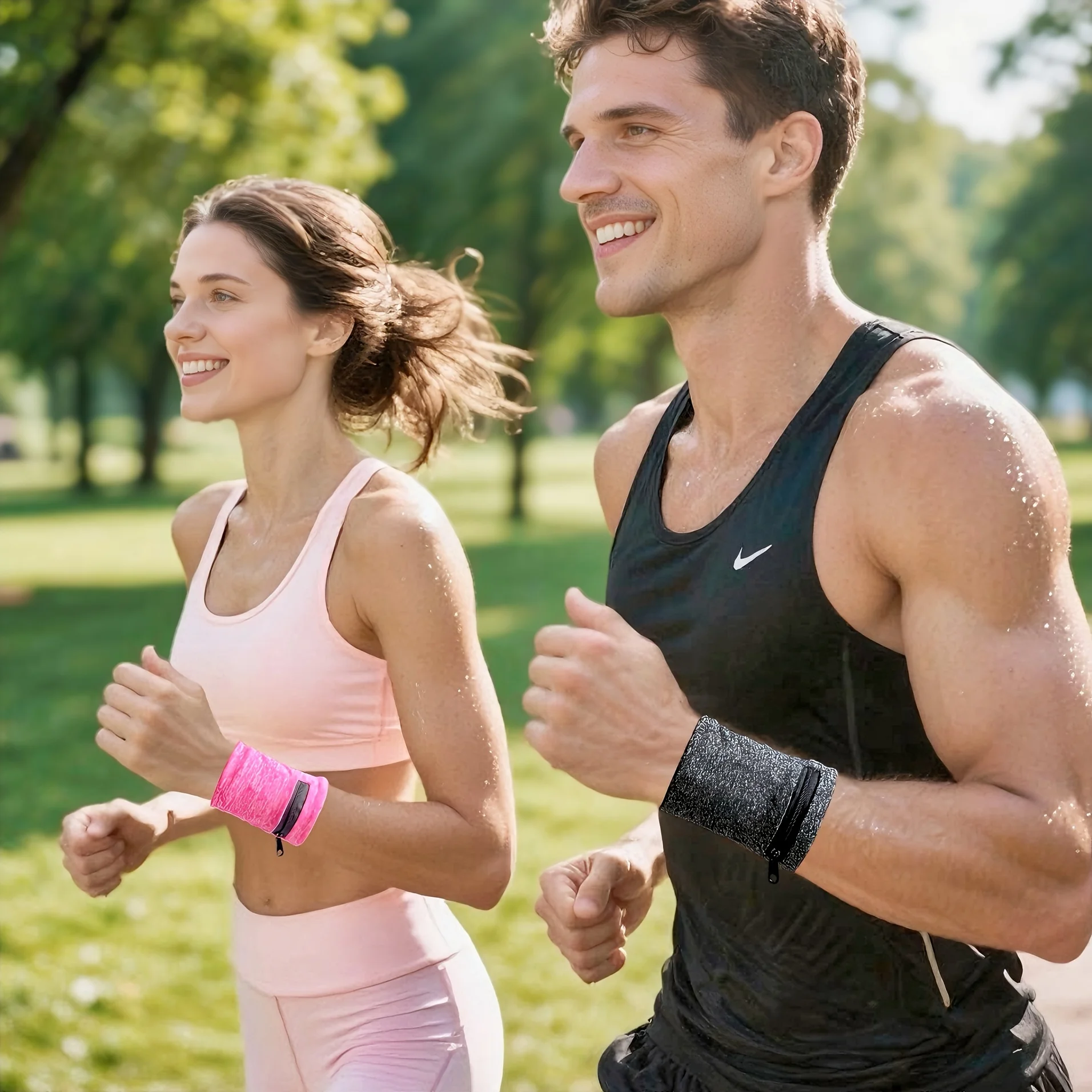 

Кошелек унисекс на запястье с застежкой-молнией, регулируемый ремешок Прочный полиэстеровый чехол для бега в тренажерном зале, езды на велосипеде