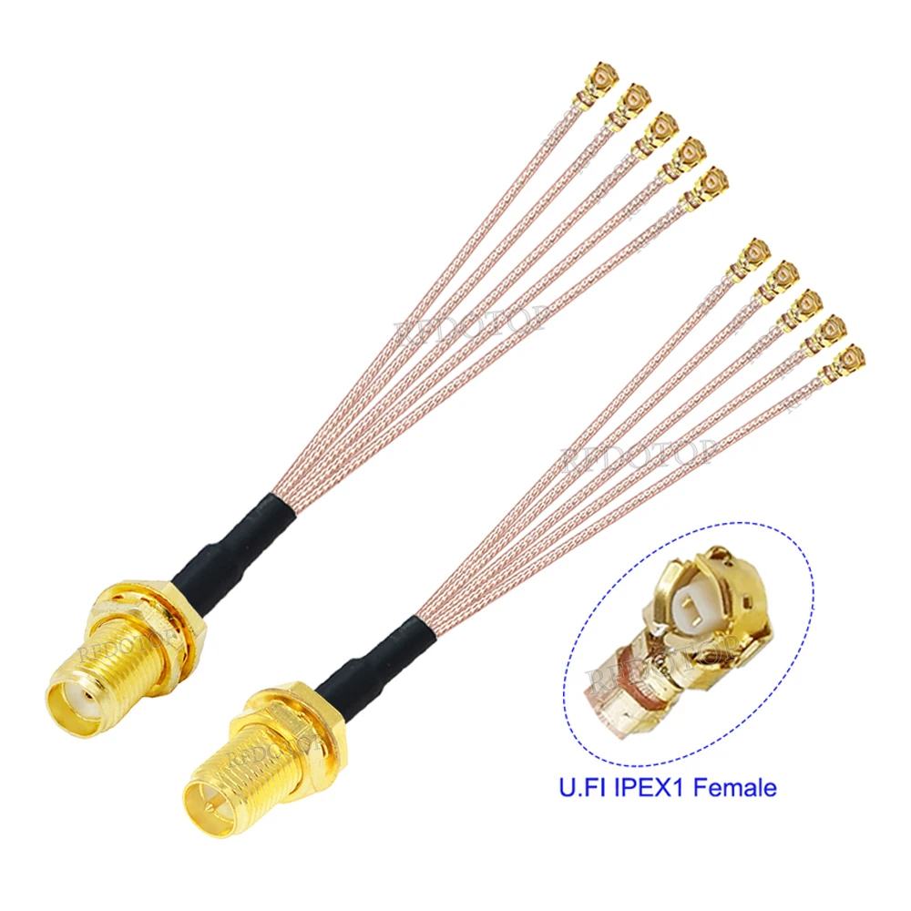 1Pcs RG-178 SMA to  Splitter RP-SMA / SMA Female to 5 x U.fl 1 Female1 RG178 Cable WIFI Antenna Extension Jumper Pigtail