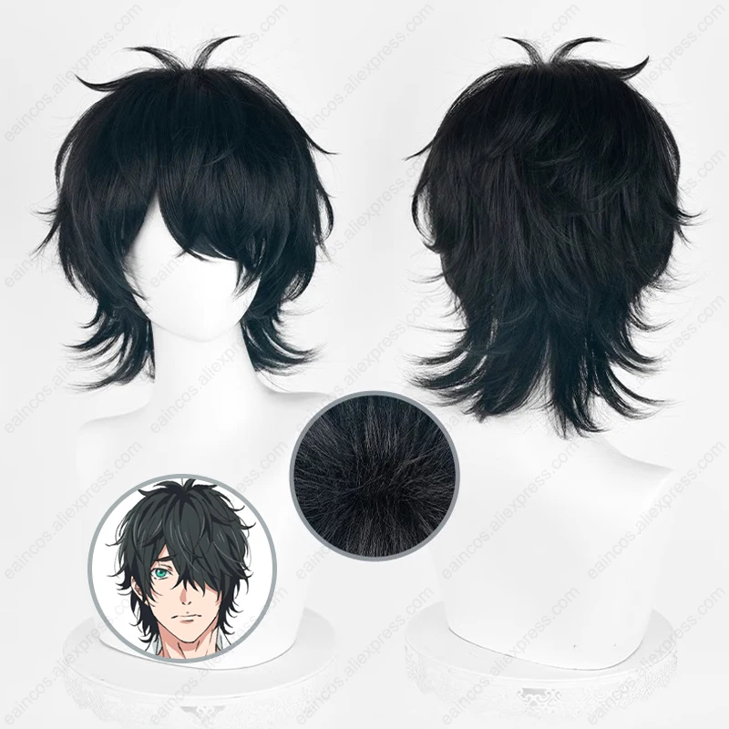 

Anime Toru Fujisaki Cosplay Wig Jimmy 38cm Black Green Short Wigs Heat Resistant Synthetic Hair