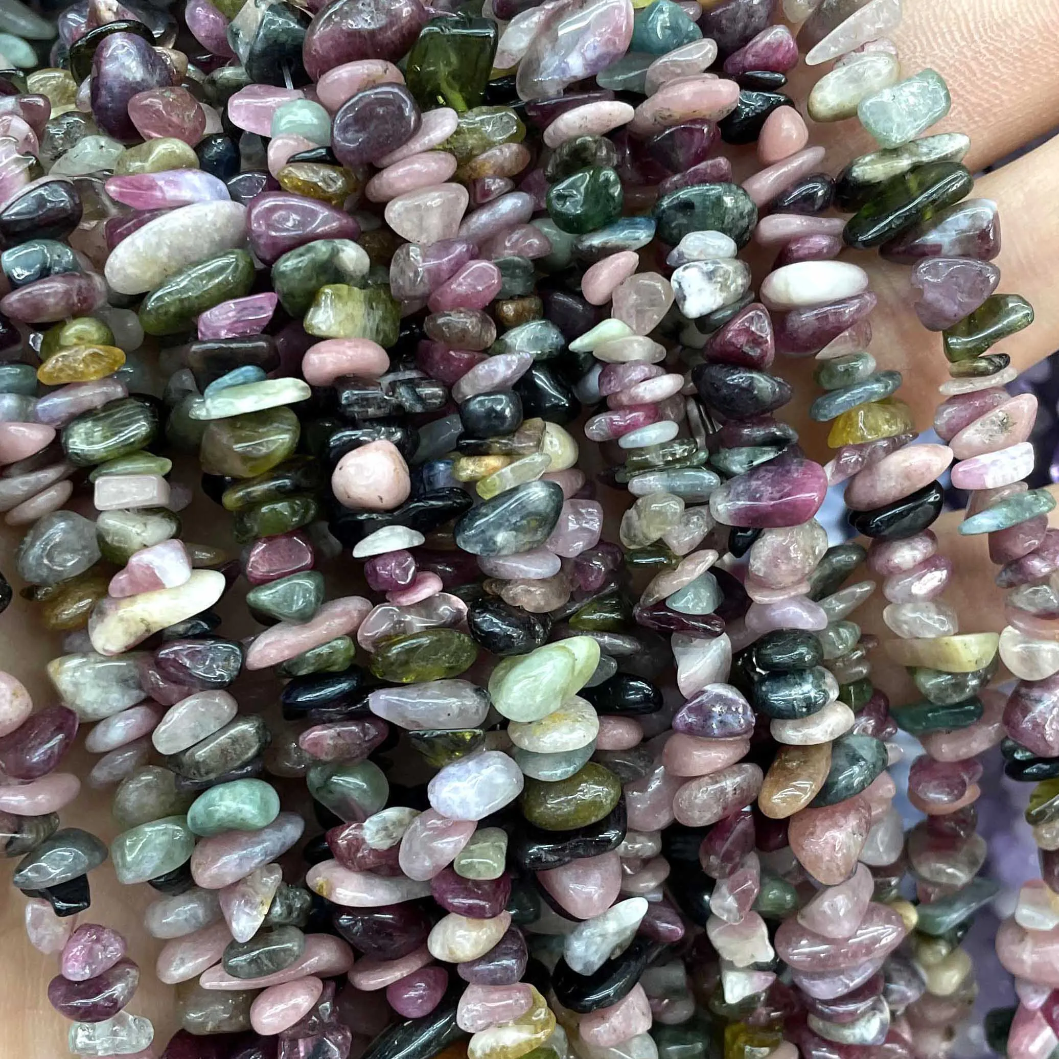 Naturstein unregelmäßige Freiform Aventurin Achate Amazonit Jades Chip Kies Spacer Perlen für Schmuck herstellung DIY Zubehör – Detail 4