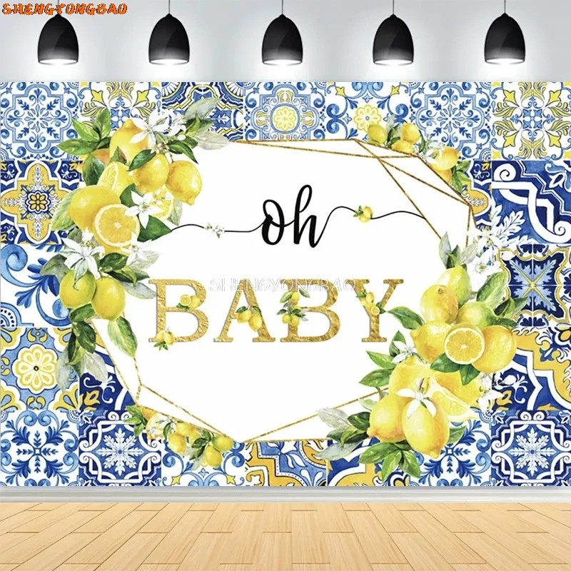 الأزرق سيراميك الليمون خلفيات للتصوير الفوتوغرافي الدعائم استحمام الطفل حفلة عيد ميلاد العروس الزفاف استوديو الصور خلفية OB-01