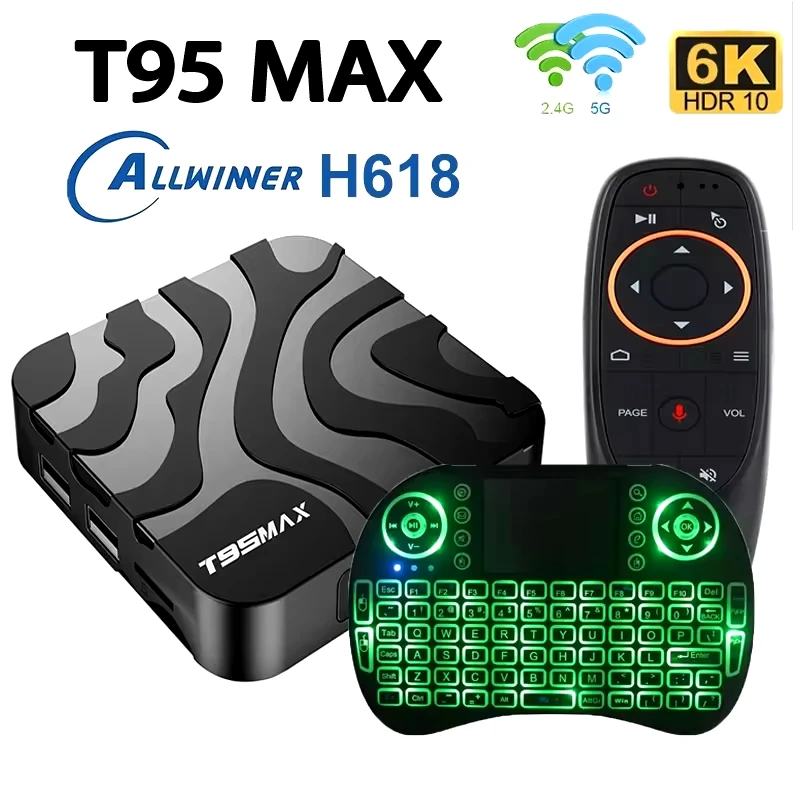 Original T95 Max Smart TV Box Android14 Allwinner H618 6K 2.4G/5G BT4.0 Streaming Media Players Ultra HD TV  Media Player