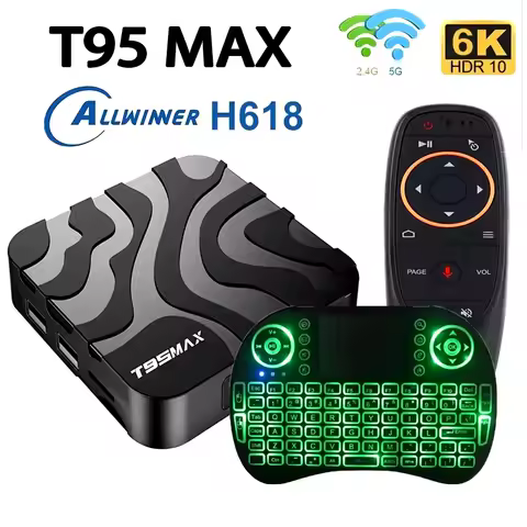 Original T95 Max Smart TV Box Android14 Allwinner H618 6K 2.4G/5G BT4.0 Streaming Media Players Ultra HD TV Media Player