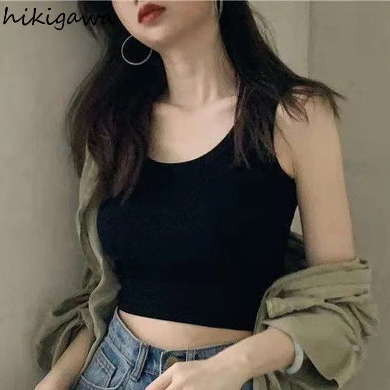 Hikigawa Autumn Women Short Sweatshirts Sexy Female Hoodies Solid Color Fashion Crop Top Pullover Casual Streetwear Clothes