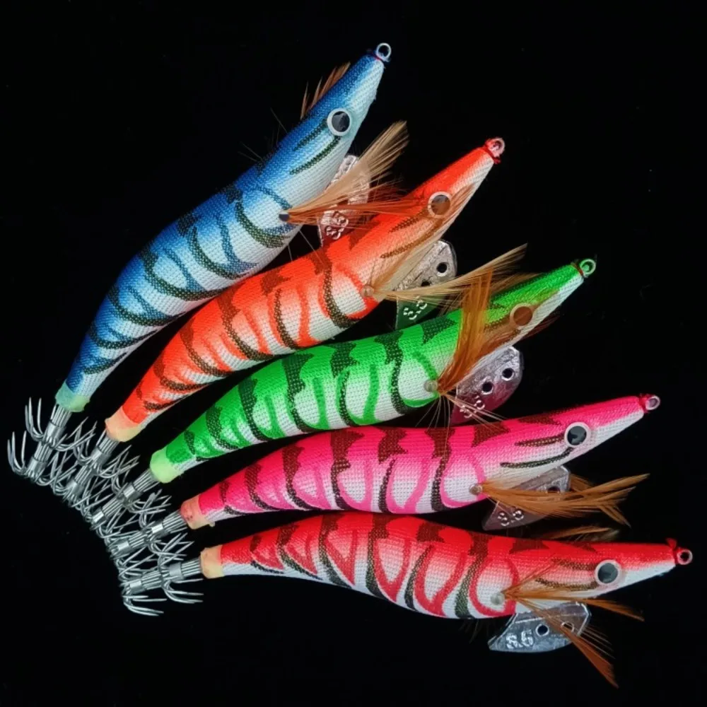 5 stücke 12g 14,5g 19,9g Angeln Locken Künstliche Tintenfisch Haken Jigs Nachtleuchtende Tintenfisch Tintenfisch Jigs Lockt Spinnerbait holz Garnelen