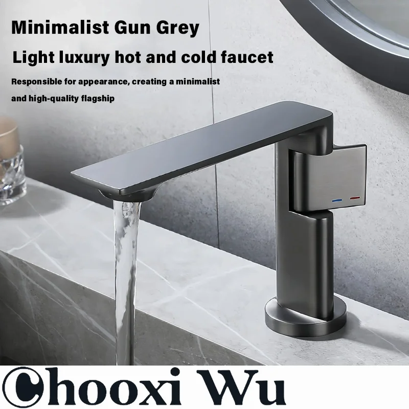 

CHOOXIWU Bathroom Basin Faucet Single Lever Gray Hot And Cold Crane Brass Sink Mixer Black Chrome Sink Tap