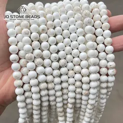 Natural Magnesite Stone Bead Smooth Round Loose Spacer Beads For Jewelry Making DIY Bracelet Necklace Handmade Strand 15''