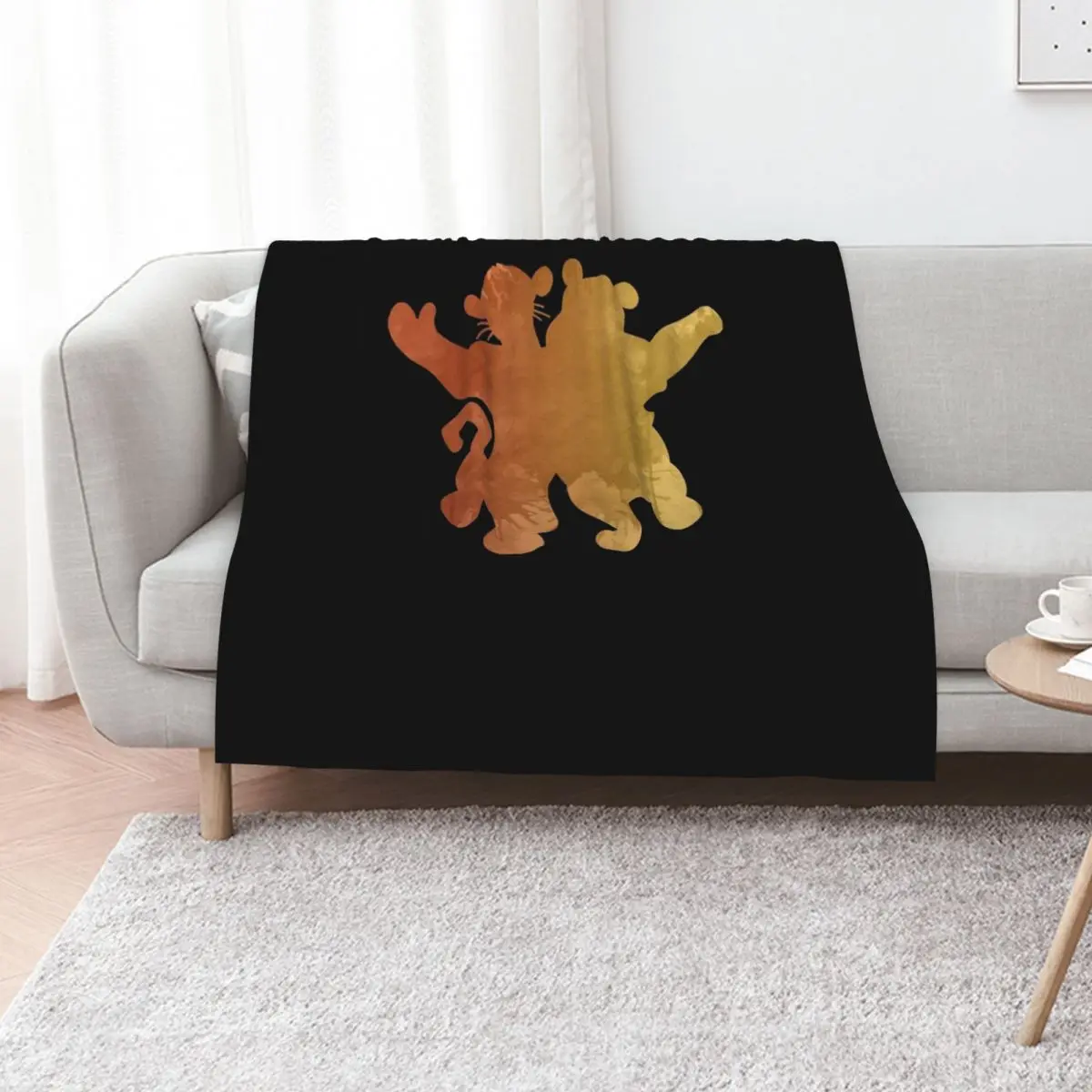 Loves Music And Tiger And Bear Inspired Silhouette Vintage Photography Throw Blanket Polar Decoratives Blankets