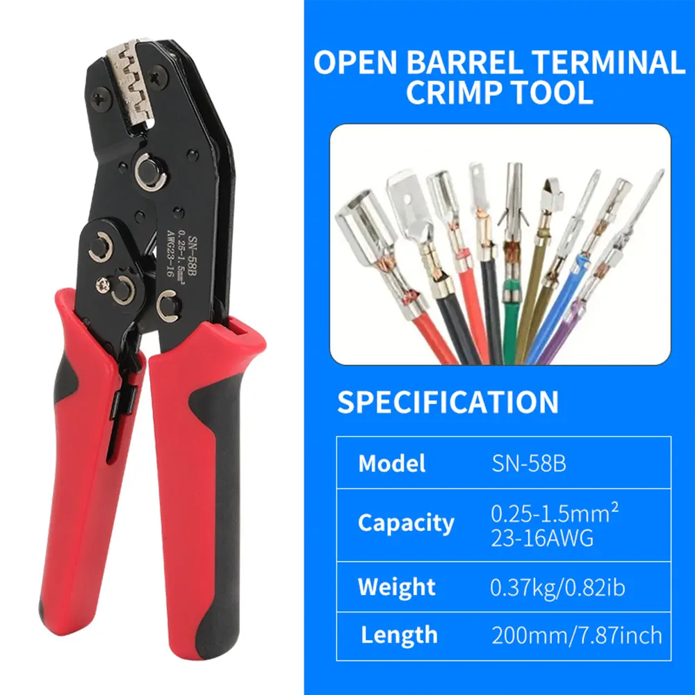 أداة العقص السقاطة SN-58B كماشة العقص XH2.54/DuPont2.54/2.8/4.8/6.3/محطات غير معزولة/الحديد 0.5-1.5 مللي متر 2/ AWG23-16 #2