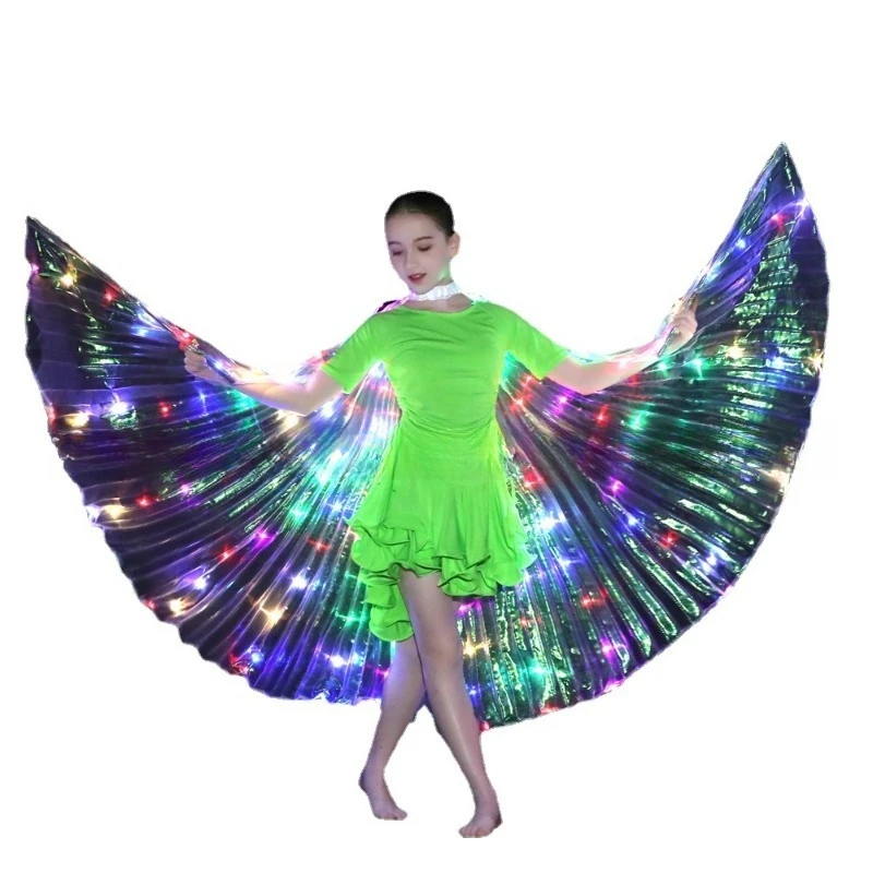Alas LED, alas iluminadas coloridas, actuación de danza, espectáculo de danza del vientre, alas de plumas brillantes, fiesta de Festival alimentada por USB