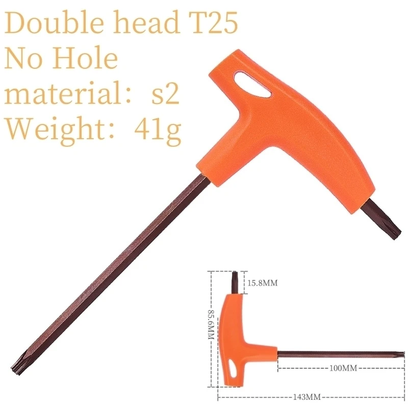 Wrench T25 Wrench MTB Road Bicycle Allen Key T-Type PP Plastic Handle Torx25 T25 Wrench S2 Tool Set Wrench Tools Bike Repair Kit