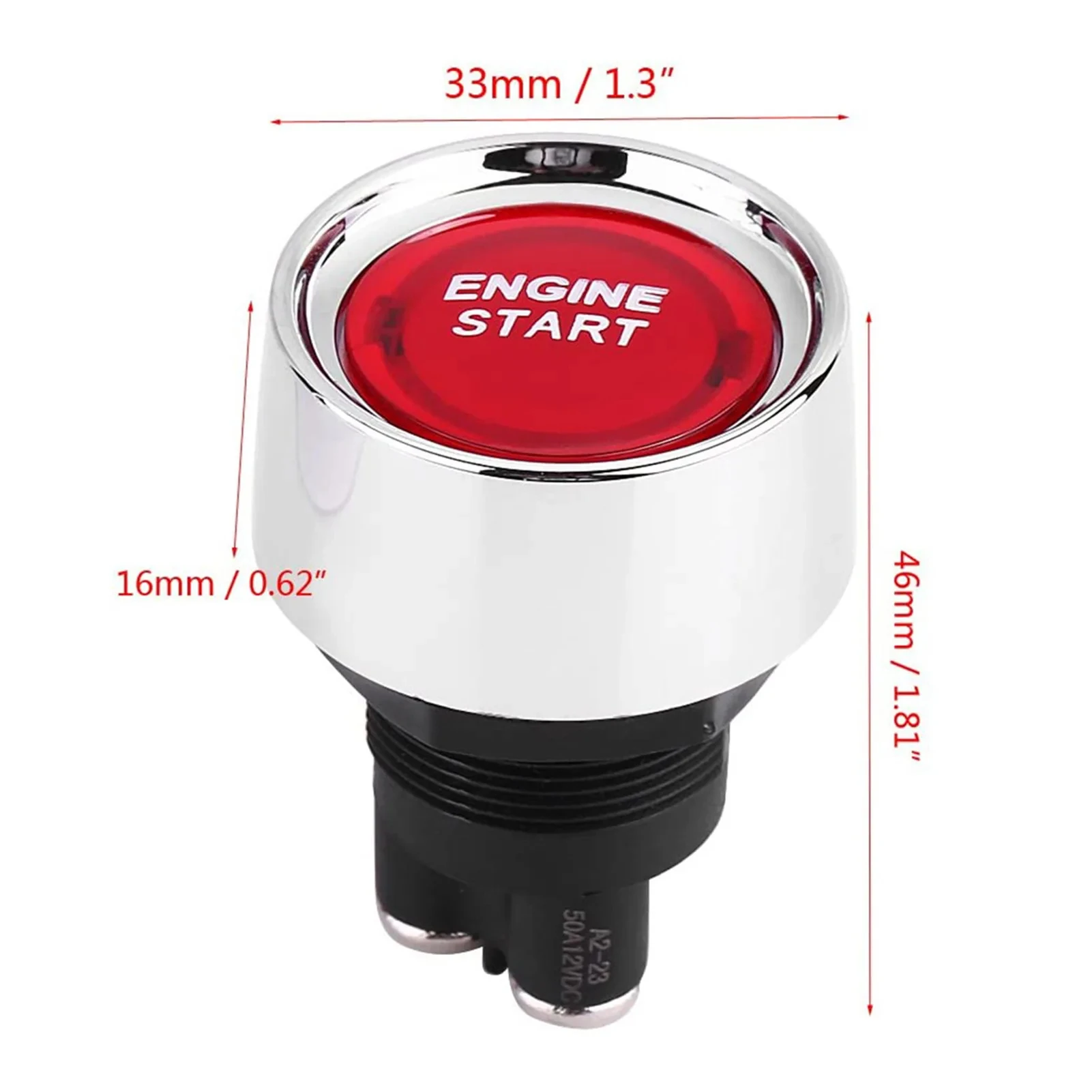 1PC Car Engine Start Ignition Switch 12V 50A 3 Pin SPST Momentary Keyless Push Button Starter Switches ON OFF For Cars Marine RV