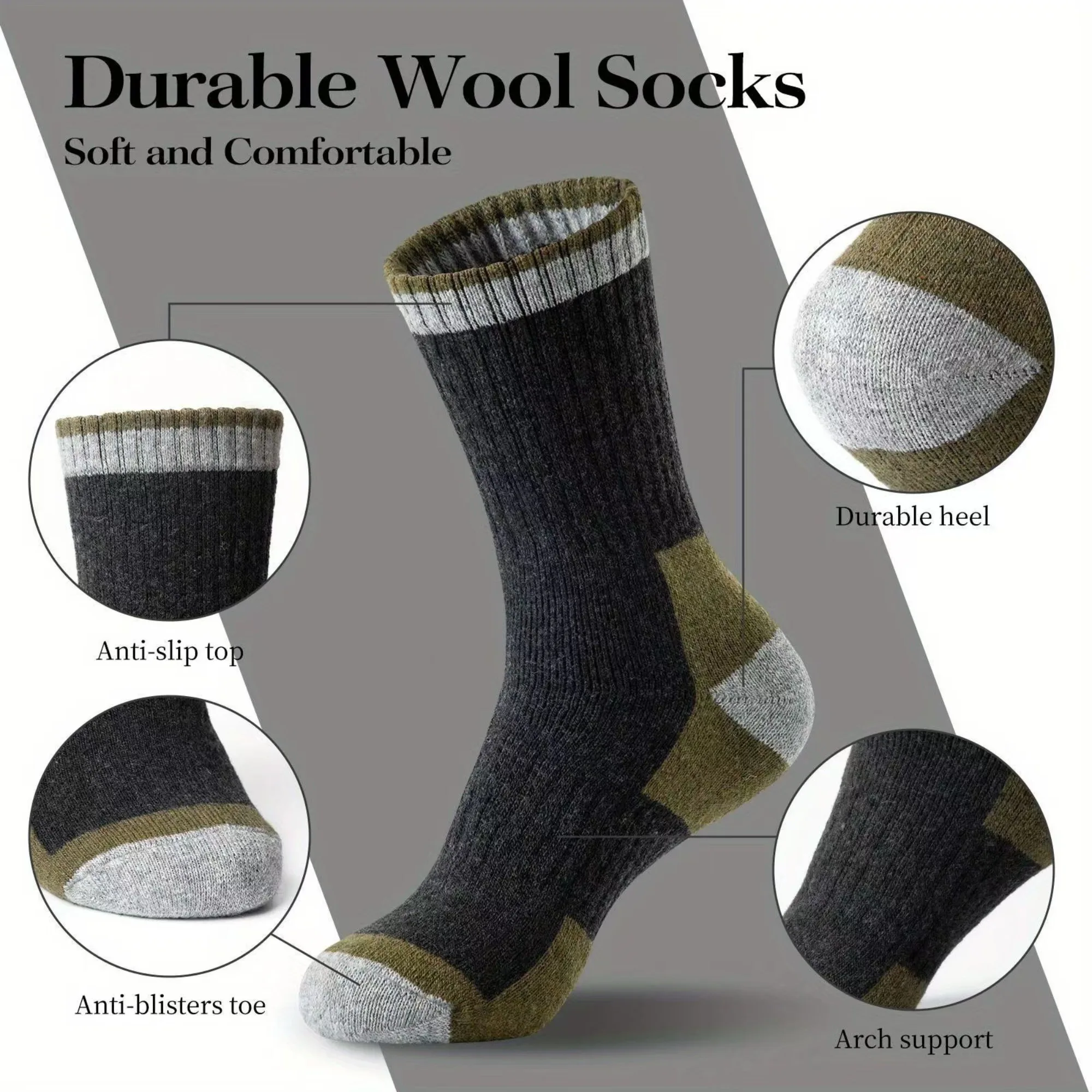 1/5 Pairs Men's Plus Size Winter Socks Lined Thermal Socks Color Block High Tube Long Warm Crew Socks For Cold Weather